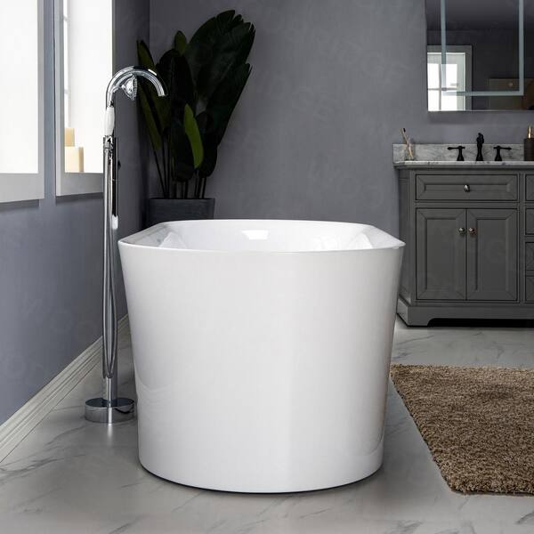 ᐅ【WOODBRIDGE 67 Contemporary Freestanding Acrylic Air Bubble Soaking  Bathtub with Matte Black and Drain B0101-MB-WOODBRIDGE】