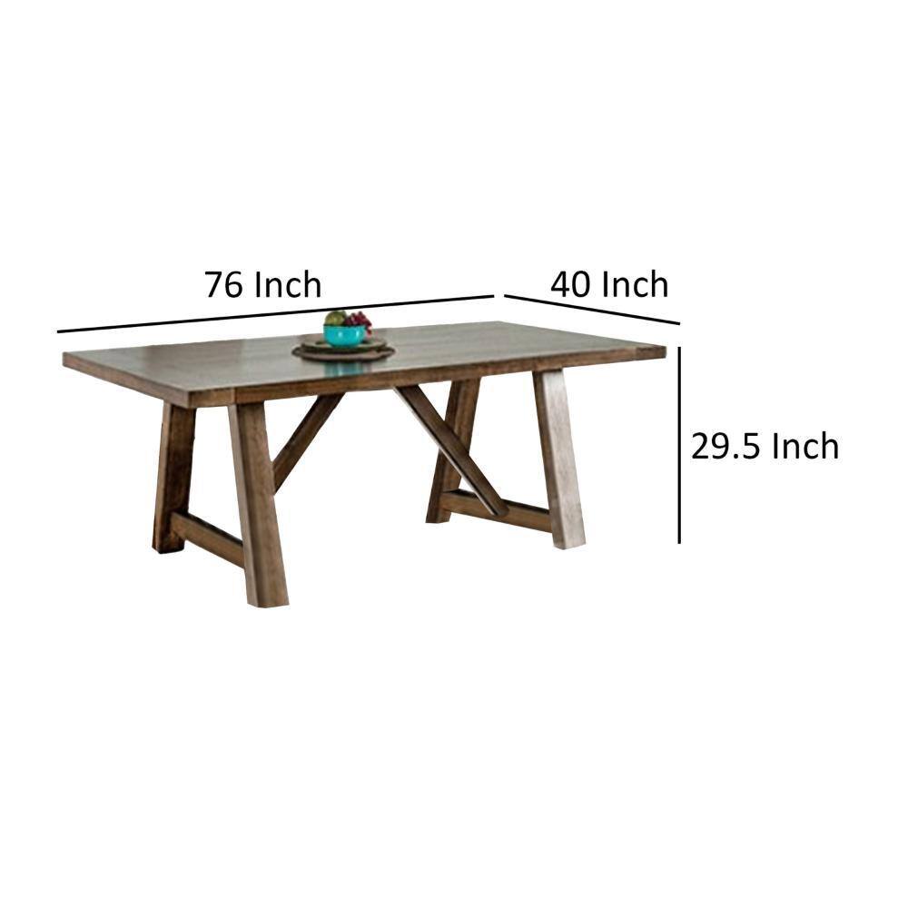 Jule 76" Brown Solid Wood Farmhouse Dining Table with Trestle Base