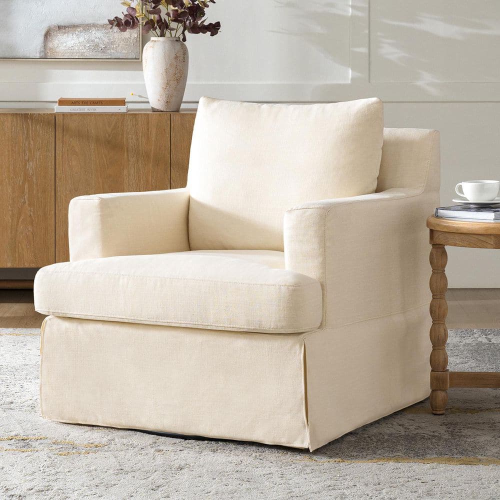 Granicus Linen Farmhouse Polyester Slipcovered Swivel Rocker Arm Chair price history on PriceWatchPro