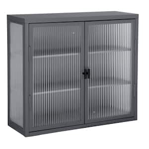 27.6 in. W x 9.1 in. D x 23.6 in. H Bathroom Storage Wall Cabinet With Detachable Shelves in Gray