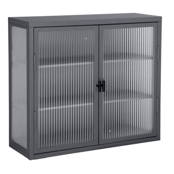 Unbranded 27.6 in. W x 9.1 in. D x 23.6 in. H Bathroom Storage Wall Cabinet With Detachable Shelves in Gray
