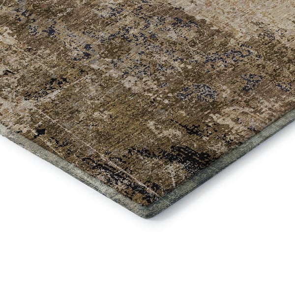 Mayfield Premium Machine Washable Abstract AMF1389 Khaki 9 ft. x 12 ft. Area Rug