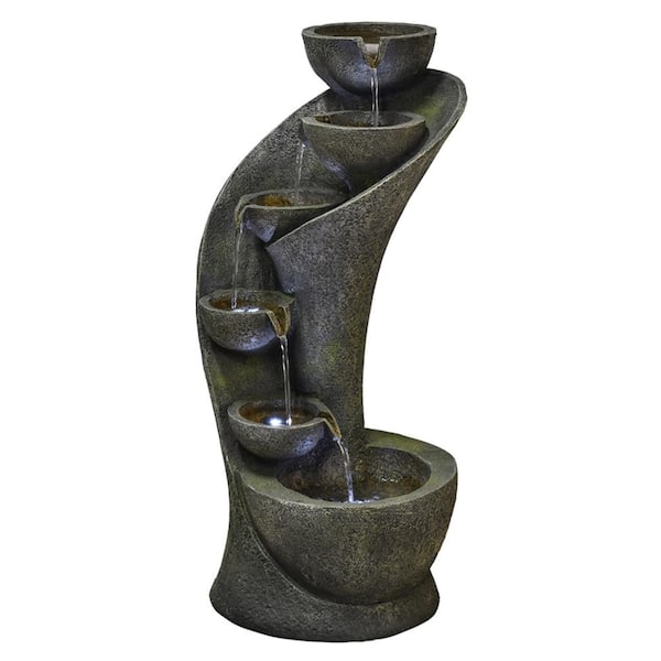 Watnature 23.6 in. 6-Tier Outdoor Garden Fountain - Outside Fountains and Waterfalls with Bowls Curved Design for Indoor Outdoor