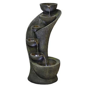 23.6 in. 6-Tier Outdoor Garden Fountain - Outside Fountains and Waterfalls with Bowls Curved Design for Indoor Outdoor