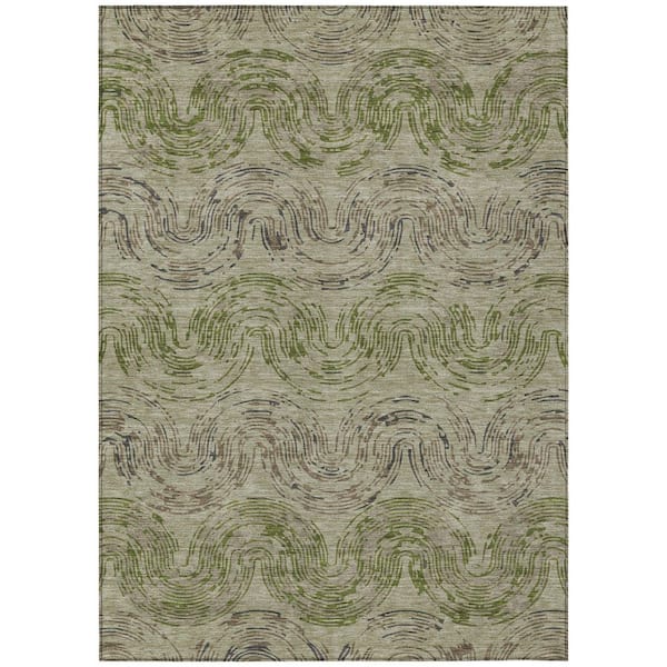 Chantille Machine Washable Indoor/Outdoor Abstract ACN2461 Sage 8 ft. x 10 ft. Area Rug