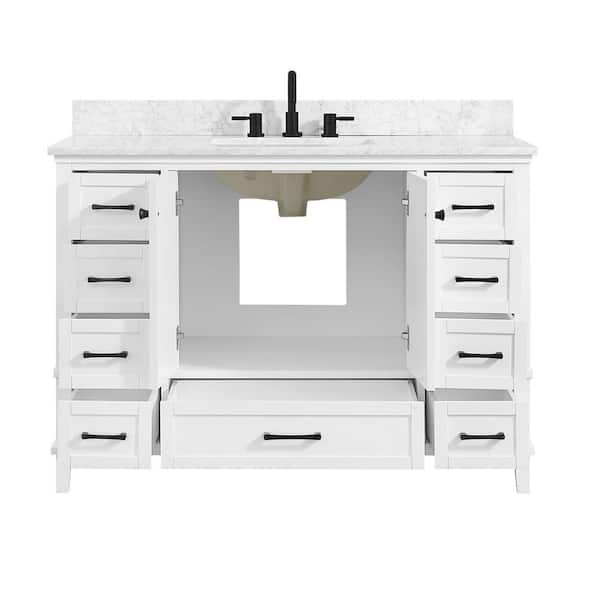 Home Decorators Collection Merryfield 31 in. W x 22 in. D x 35 in. H Single  Sink Freestanding Bath Vanity in Antigua Green with Carrara Marble Top  19112-VS31-AG - The Home Depot