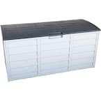 Tozey 100 Gal. Waterproof Gray Large Resin Deck Box Outdoor Lockable T ...