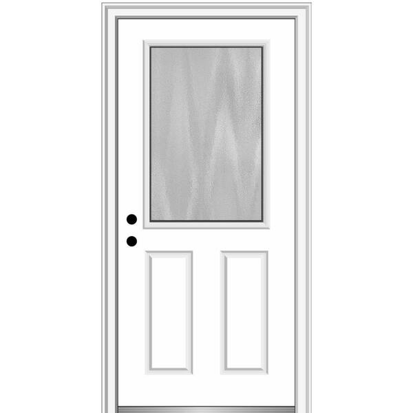 MMI Door Chinchilla 32 in. x 80 in. Right-Hand Inswing 1/2 Lite 2-Panel Primed Fiberglass Prehung Front Door w/ 6-9/16 in. Frame