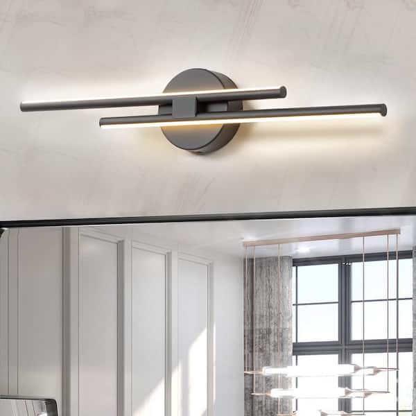 Bourget 23.61 in. 2-Light Black LED Vanity Light Bar with 3000K for Bathroom, Bedroom, Living Room