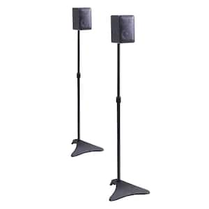 Satellite Speaker Stands with Cast-Iron Base, Adjustable Height and Cable Management, Up to 5 lbs. Black