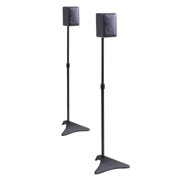Lukyamzn Satellite Speaker Stands with Cast-Iron Base, Adjustable Height and Cable Management, Up to 5 lbs. Black