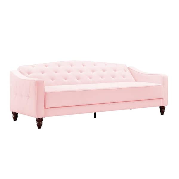 Novogratz Vintage Pink Velvet Tufted Sofa Sleeper
