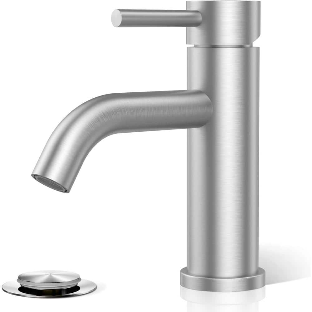 Single Handle 1 Hole Bathroom Faucet, One Hnadle Stainless Steel Vanity Faucet,  Brushed Nickel with Metal Pop-up Drain price history on PriceWatchPro