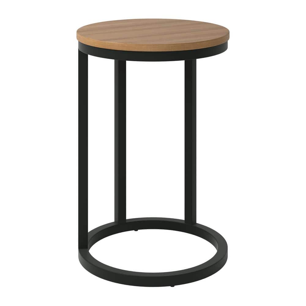 CorLiving Fort Worth 16 in. Brown Round Wood Side Table LFF232S The Home Depot