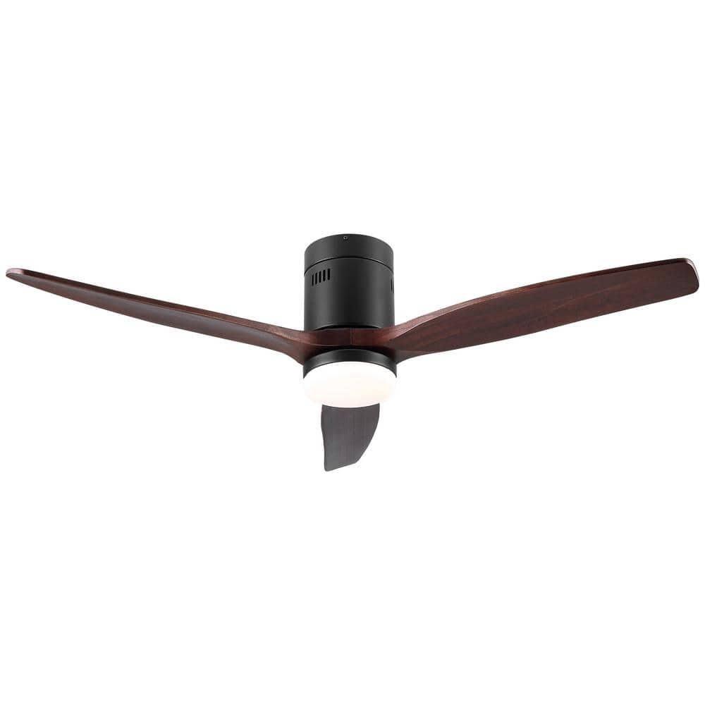 52 in. Indoor Black Intergrated LED Low Profile Ceiling Fan Lighting with B