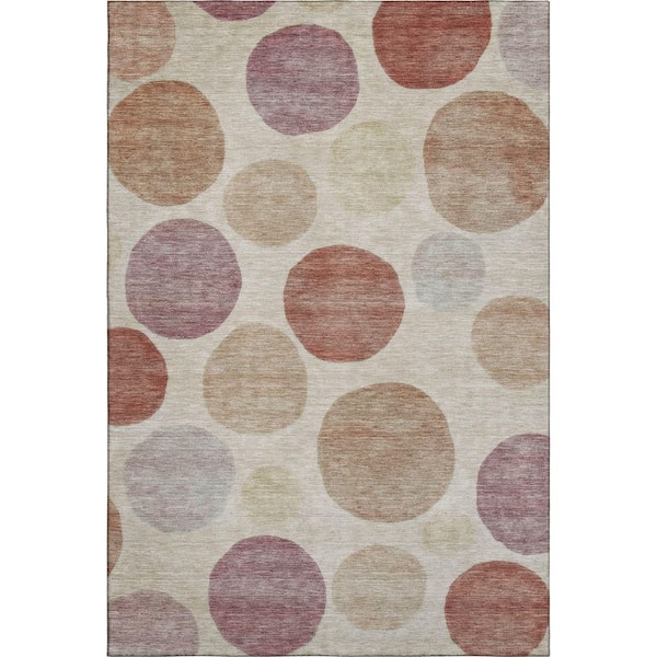 Mayfield Premium Machine Washable Abstract AMF2062 Salmon 8 ft. x 10 ft. Area Rug