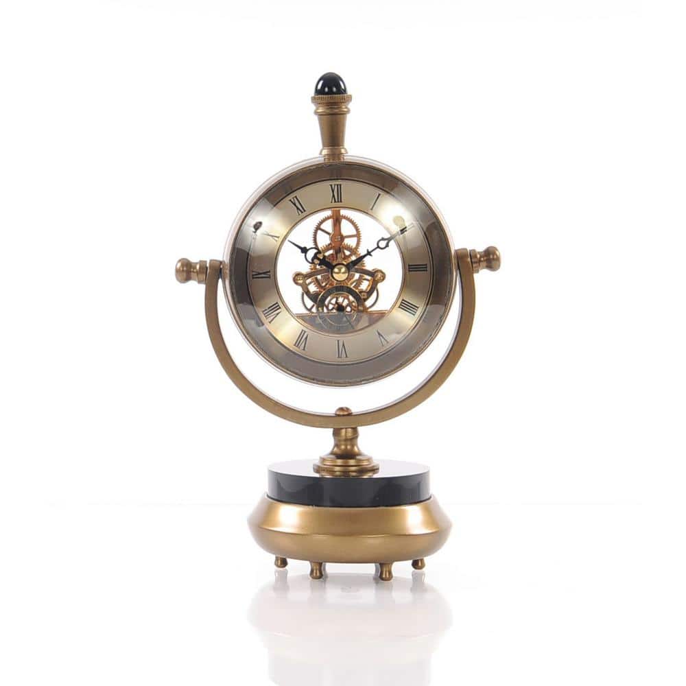 Antique Brass Table Clock – Mayker Interiors