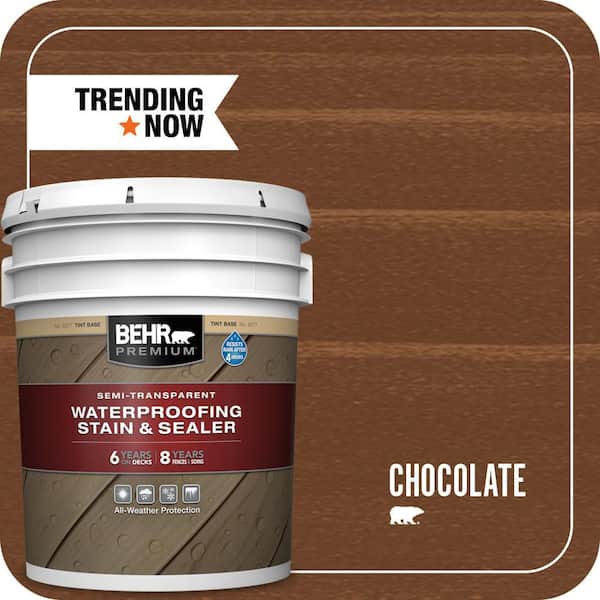 5 gal. #ST-129 Chocolate Semi-Transparent Waterproofing Exterior Wood Stain and Sealer
