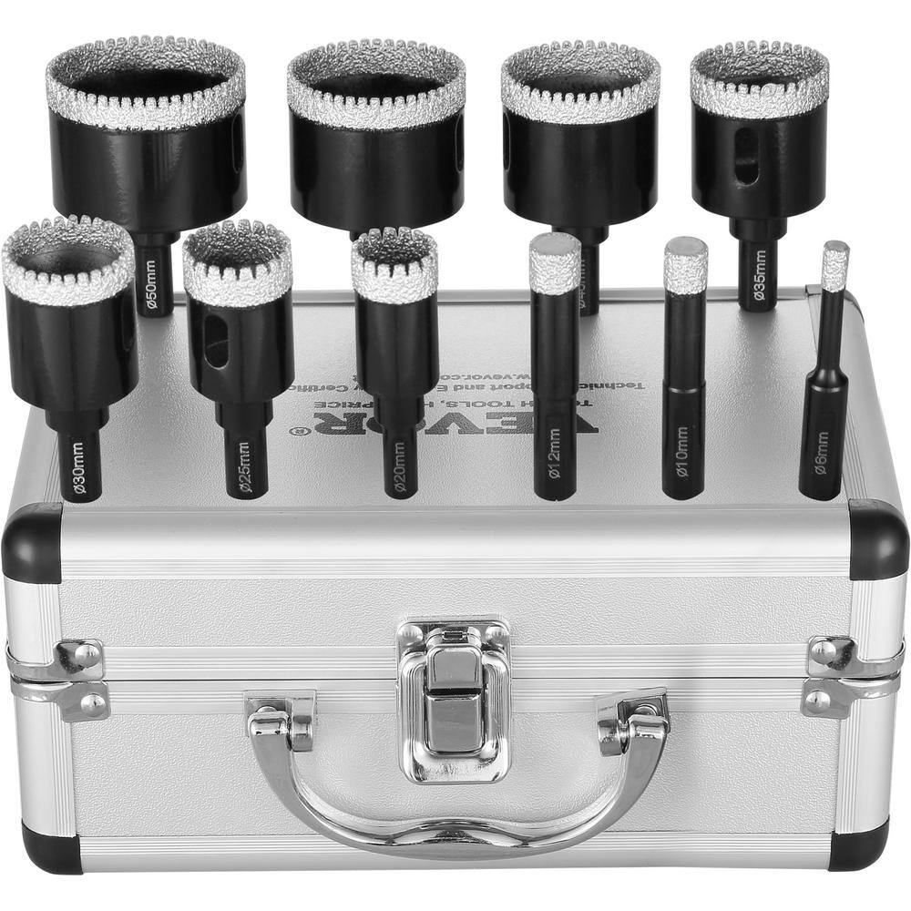 SANLEETEK 10Pcs Diamond Drill Bits Set - 1/4 Inch (6mm) Hole Saws For Tile And Stone