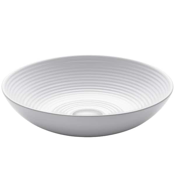 KRAUS Viva 16-1/2 in. Round Porcelain Ceramic Vessel Sink in White