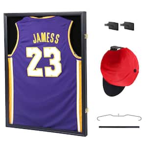 Black 24 in. x 32 in. Jersey Frame Display Case, Acrylic Glass Shadow Box with and Hanger 1-Pack
