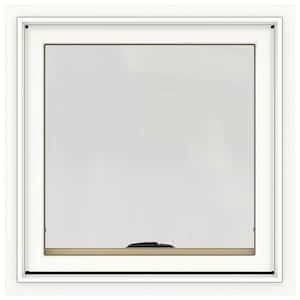 24 in. x 24 in. W-2500 Series White Painted Clad Wood Awning Window w/ Natural Interior and Screen