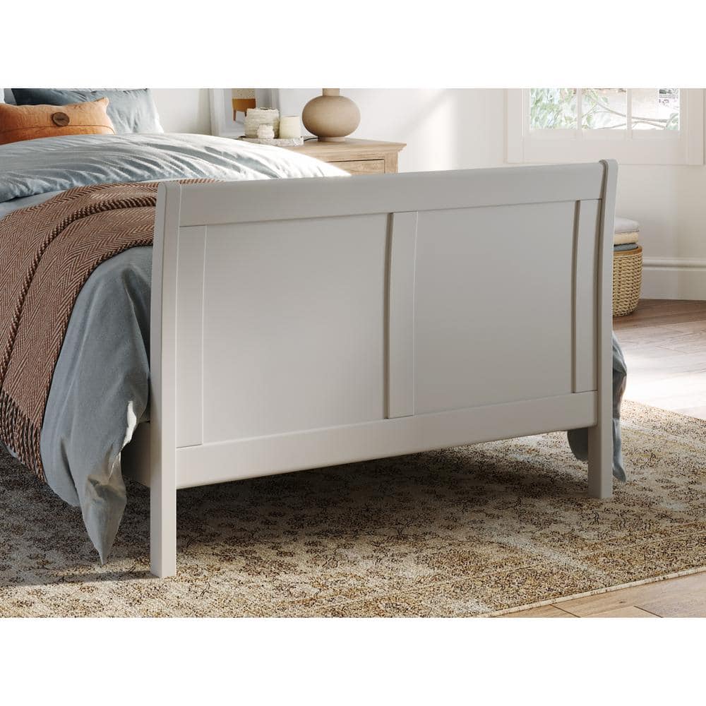 Portland White Solid Wood Sleigh Bed Frame with Footboard