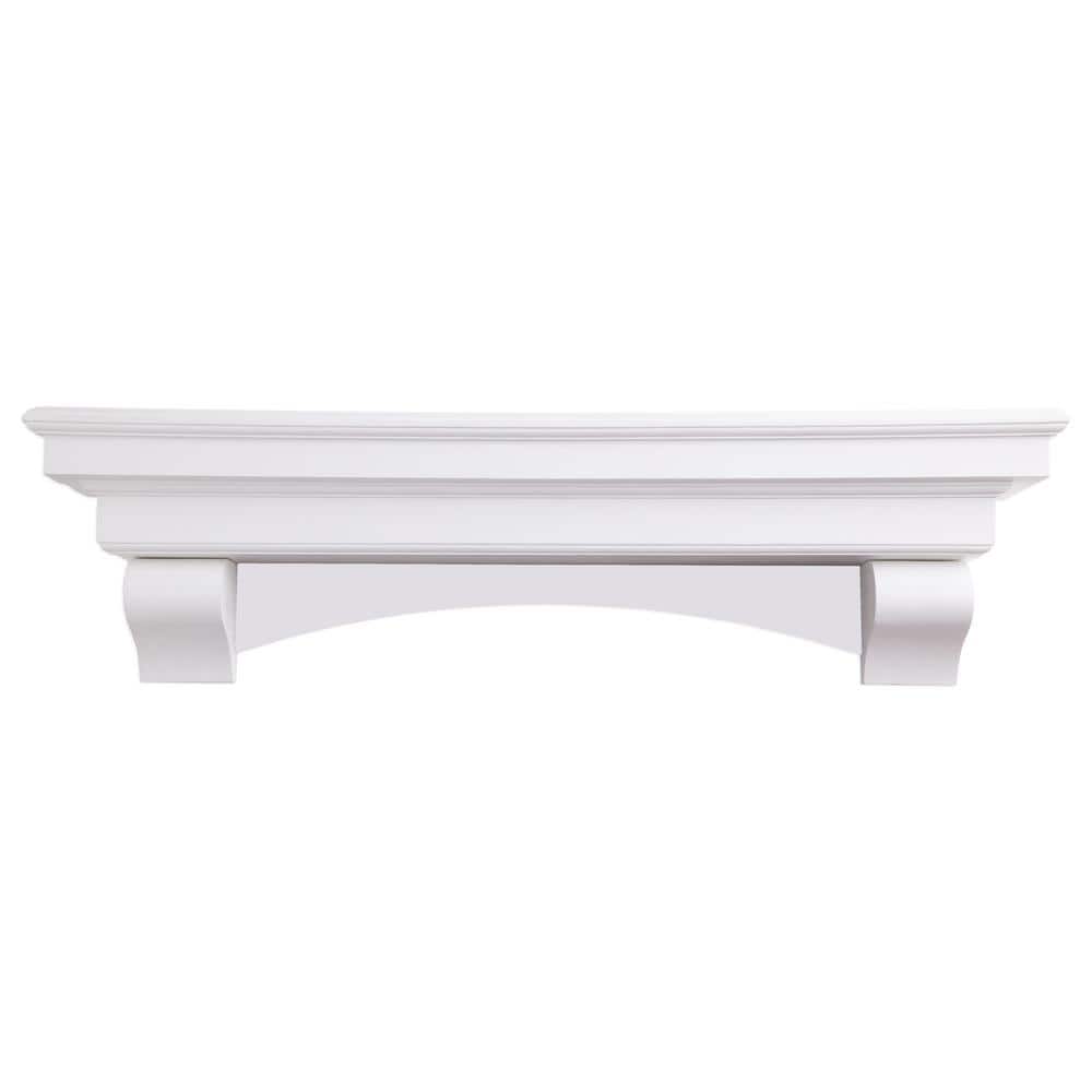 48" White Lacquered Solid Wood Floating Mantel Shelf
