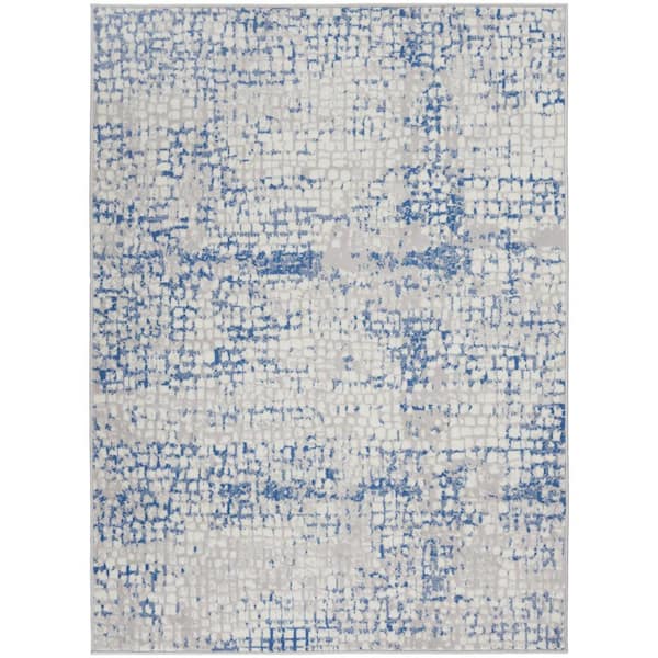 Nourison Whimsicle Gray Blue 5 ft. x 7 ft. Abstract Contemporary Area Rug