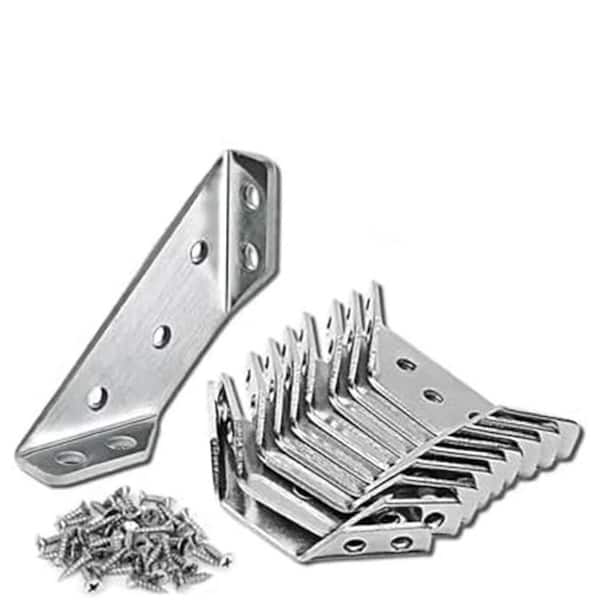 20PCS Universal Stainless Steel L Brackets 2. 5x0. 8 20-Pack for Wood Metal Angle Brackets Shelves Tables Cabinets