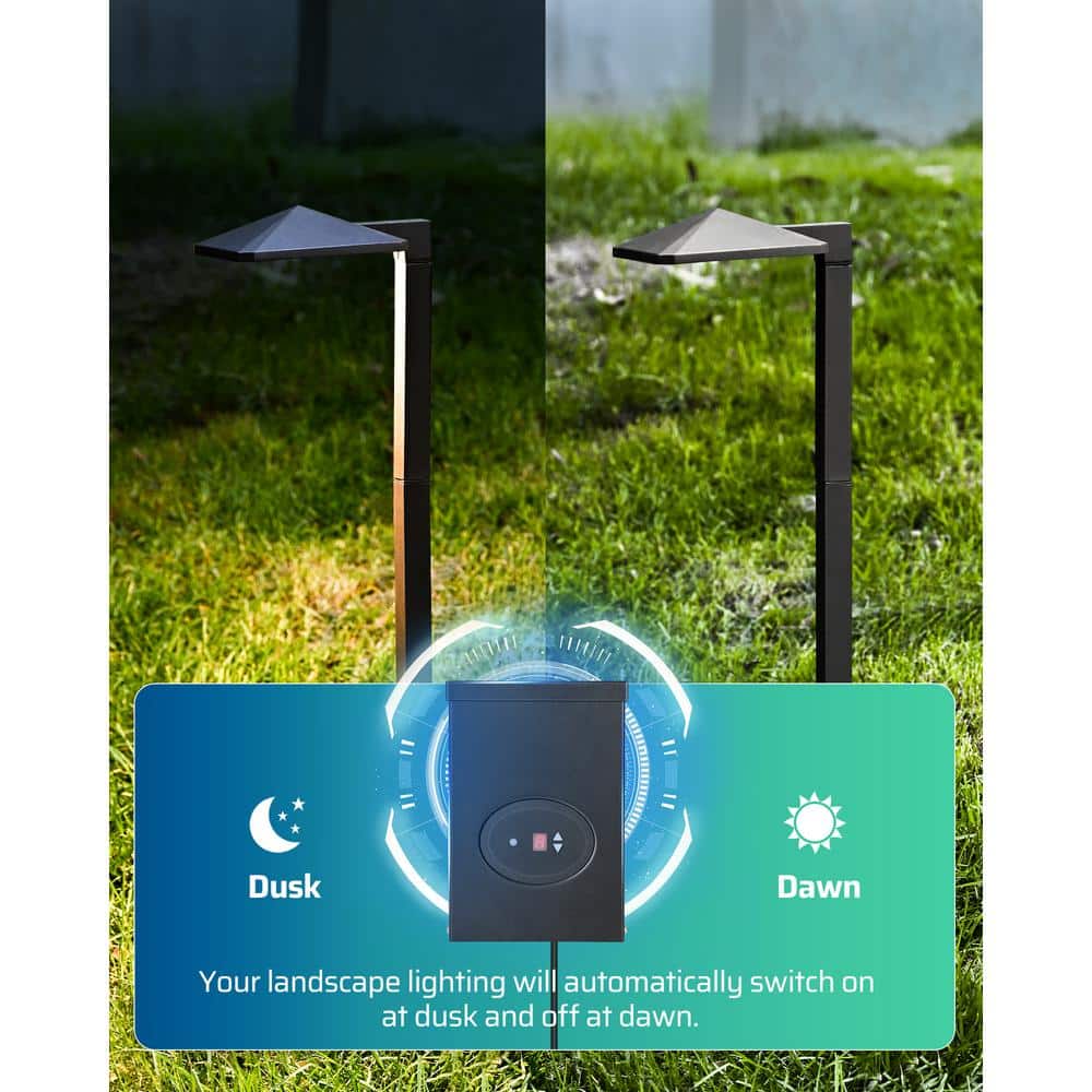 120W Black Metal Outdoor Landscape Transformer with Timer