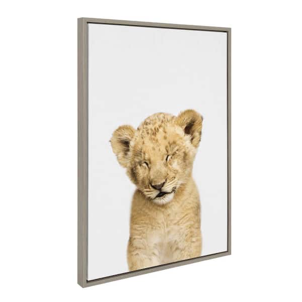 Sylvie "Animal Studio Sleepy Lion" by Amy Peterson Art Studio Gray Framed Art Print 23 in. x 33 in.