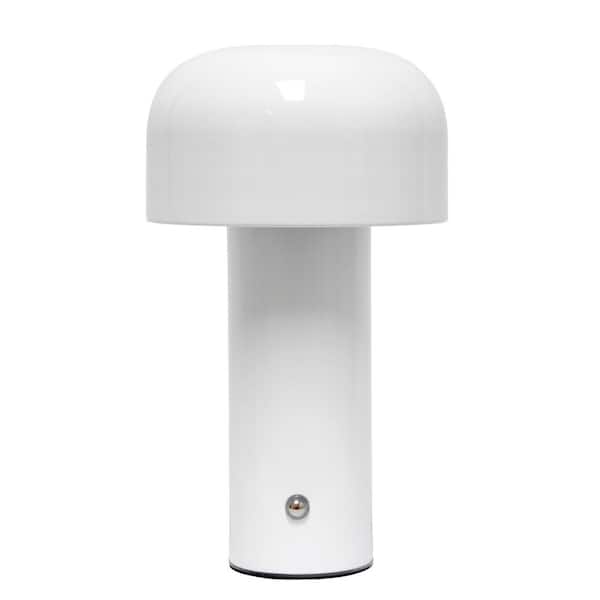 Simple Designs 8.26 in. Portable Mini Mushroom Dome Dimming LED Novelty Task and Reading Touch Lamp for Office, Entryway, White