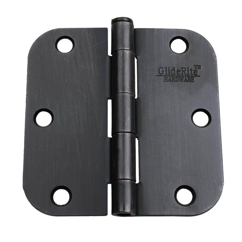 4 GlideRite Hardware 4000-SQ-58-ORB-12 Oil Rubbed Bronze Finish 4 inch Steel Door Hinges 0.625 Radius and Square Corners 12 Pack