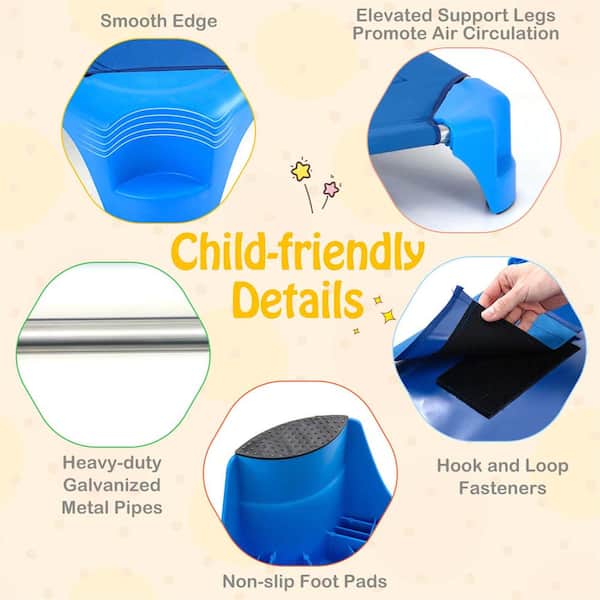 Costway Blue Toddler Stackable Daycare Cots with Easy Lift