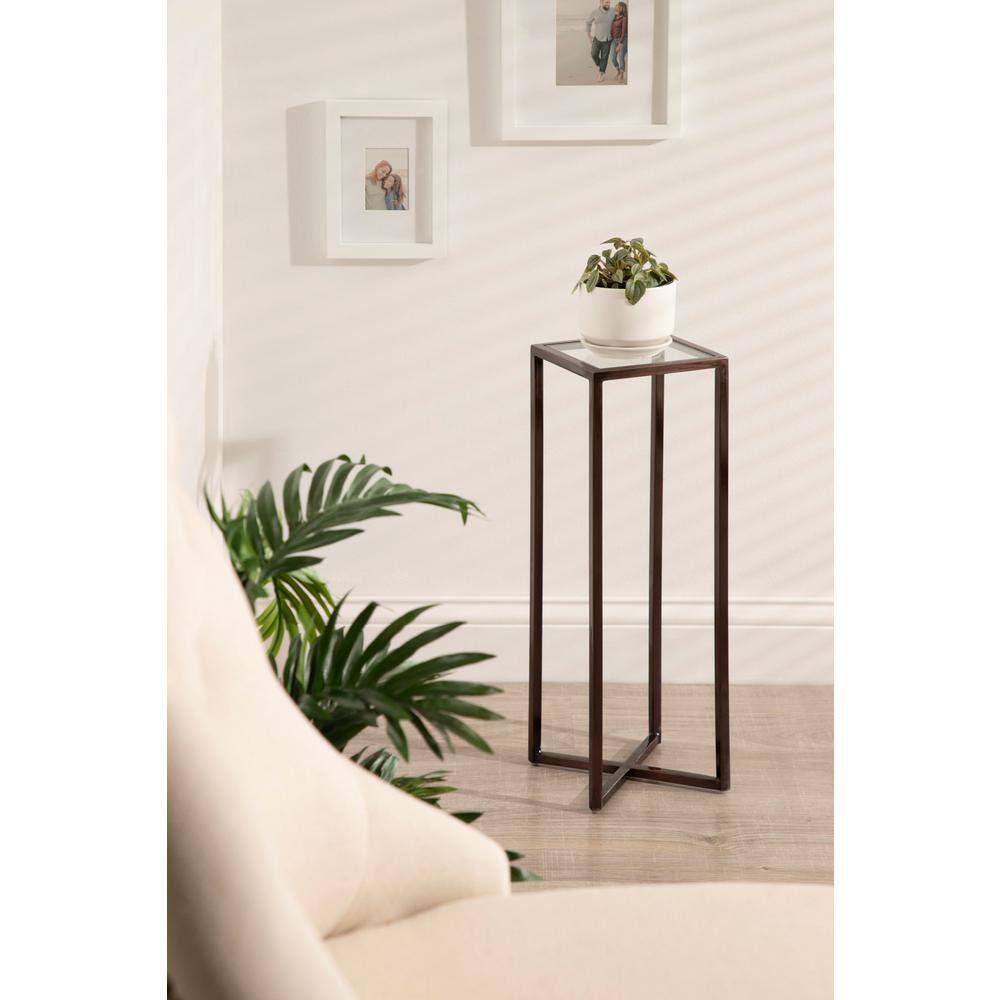 Jaspur Bronze Metal and Glass Square Drink Table