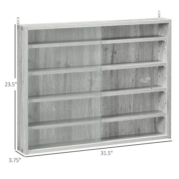 シェルフボックス 5-Tier Grey Wall-Mounted Display Cabinet Decorative Box, Glass