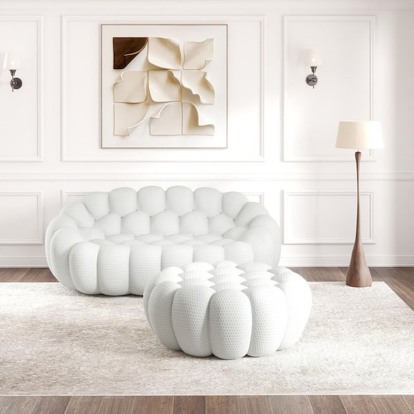 Magic Home (2-Piece) Bubble Armless Couch, 78 in. Mesh Fabric Curved Modular Sectional Sofa Living Room Set in Gray