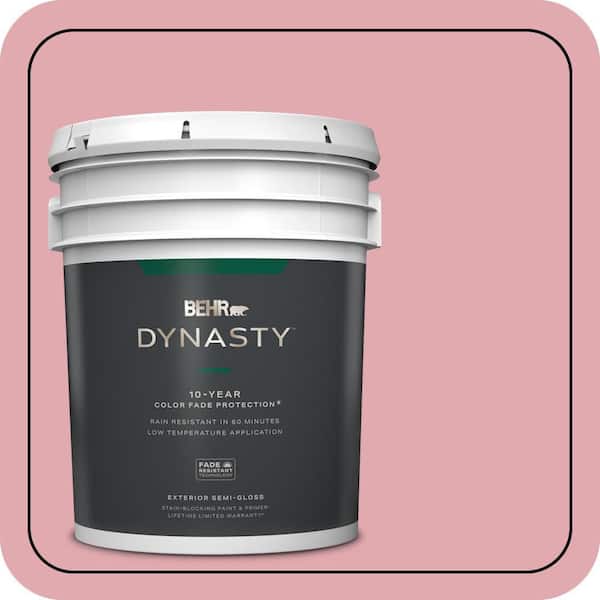 BEHR DYNASTY 5 gal. #130C-3 Raspberry Lemonade Semi-Gloss Enamel Exterior Stain-Blocking Paint & Primer