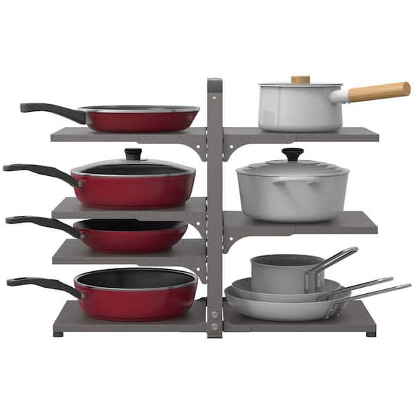 Numhew Gray Standing Pot Rack with 7 Adjustable Shelves, Pan Organizer, Kitchen Cabinet Organizer, Under Sink Storage