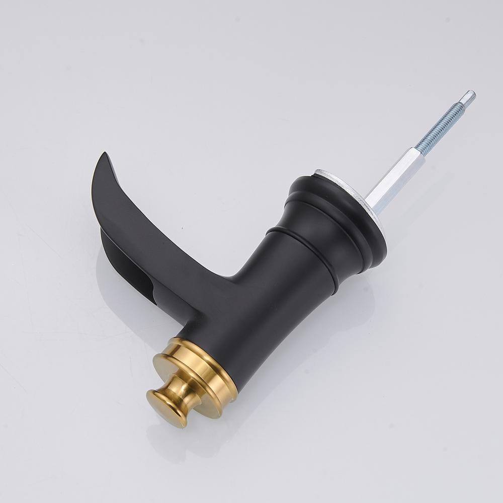 Gold and Black Widespread Double Handle Waterfall Faucet