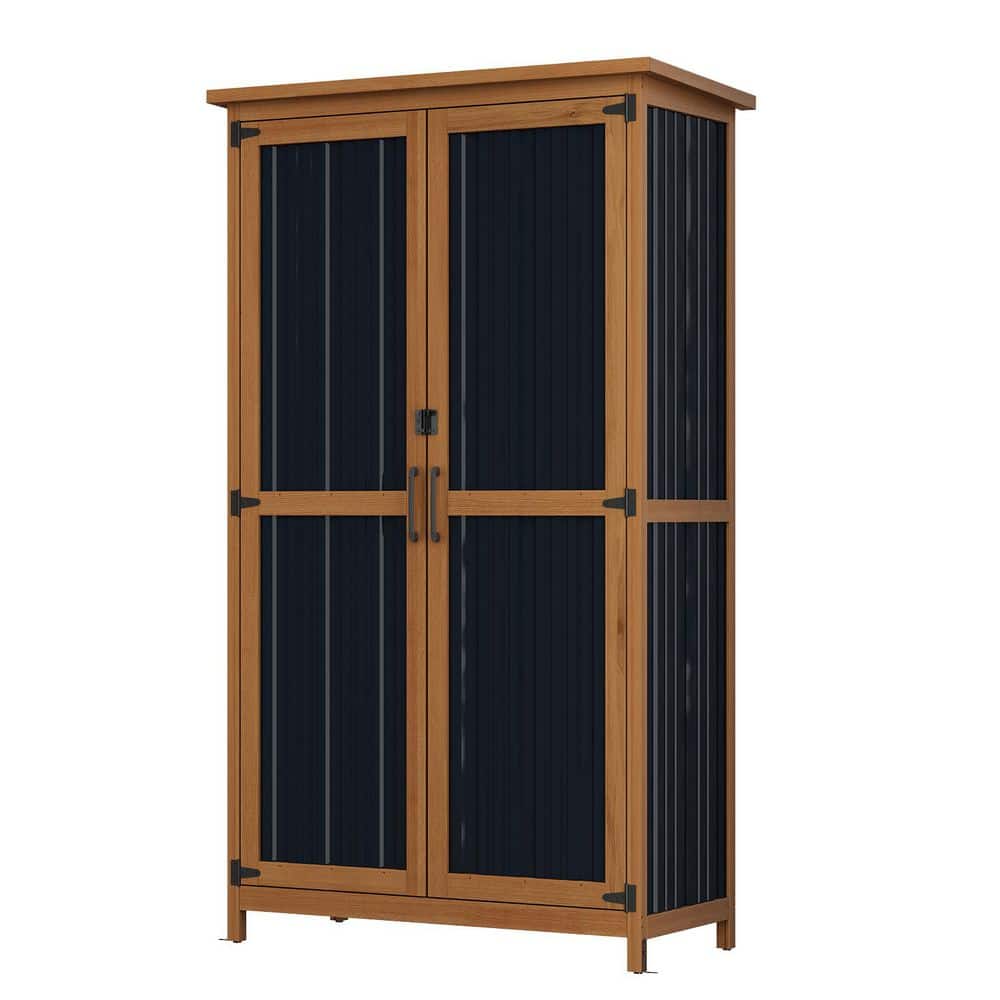 Sizzim 2.6 ft. W x 1.5 ft. D Wood Shed Metal Vertical Cabinet with