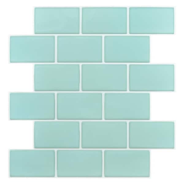 Art3d Light Green 12 in. x 12 in. Vinyl Peel and Stick Tile Backsplash Self adhesive Tile(8.4/sq.ft./pack)