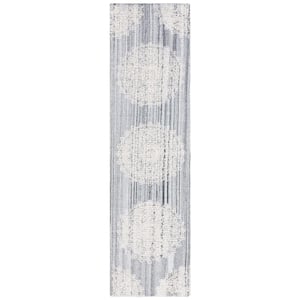 Ebony Gray/Ivory 2 ft. x 9 ft. Oriental Runner Rug