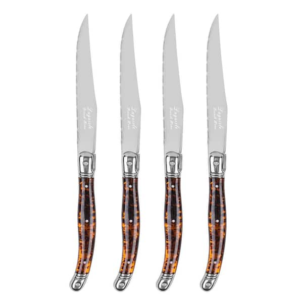 Laguiole Connoisseur 4-Piece Steak Knife Set with Tortoise Handles