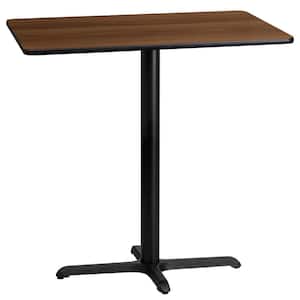 24 in. x 42 in. Rectangular Walnut Laminate Table Top with 22 in. x 30 in. Bar Height Table Base