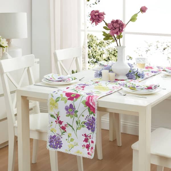 Threadmade Home Sophia Pom Pom Table Runner, Multicolor - 13"W x 70"L