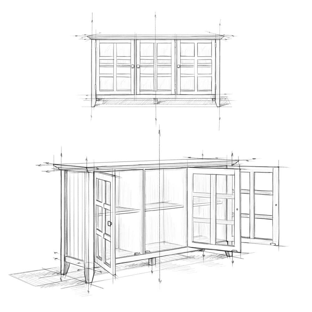 Acadian Black Solid Wood Storage Cabinet with Adjustable Shelves