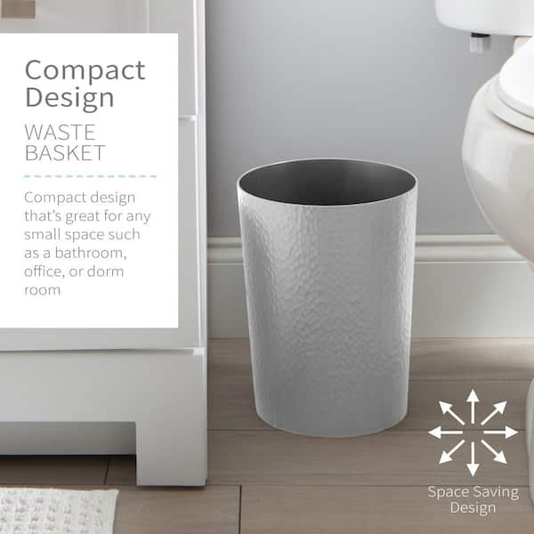 Bath Bliss Hammered Textured Trash Can in Silver, Sliver