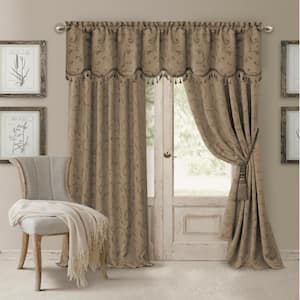 Taupe Jacquard Blackout Curtain - 52 in. W x 84 in. L